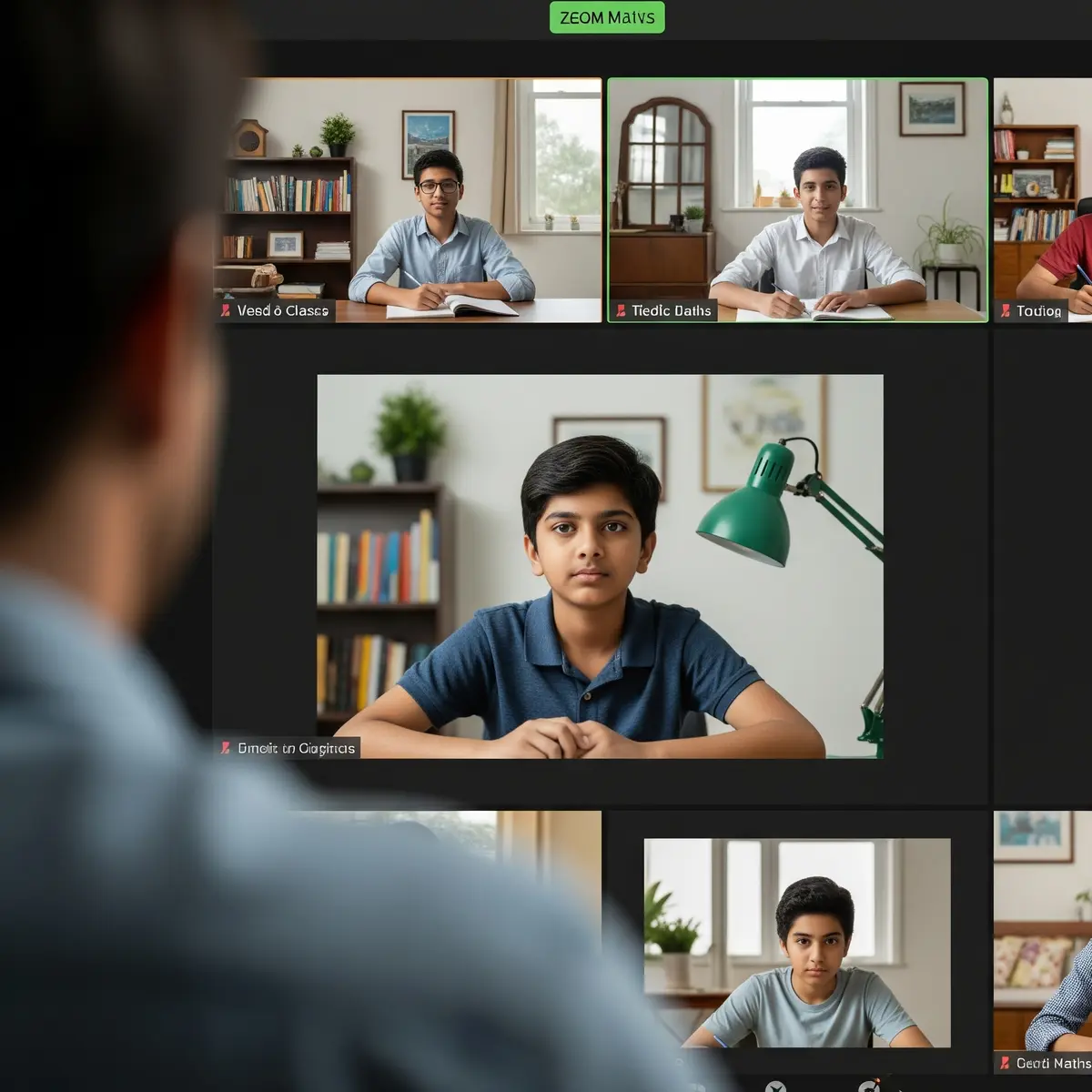 Class 8 students in a virtual Vedic Maths classroom with multiple participants